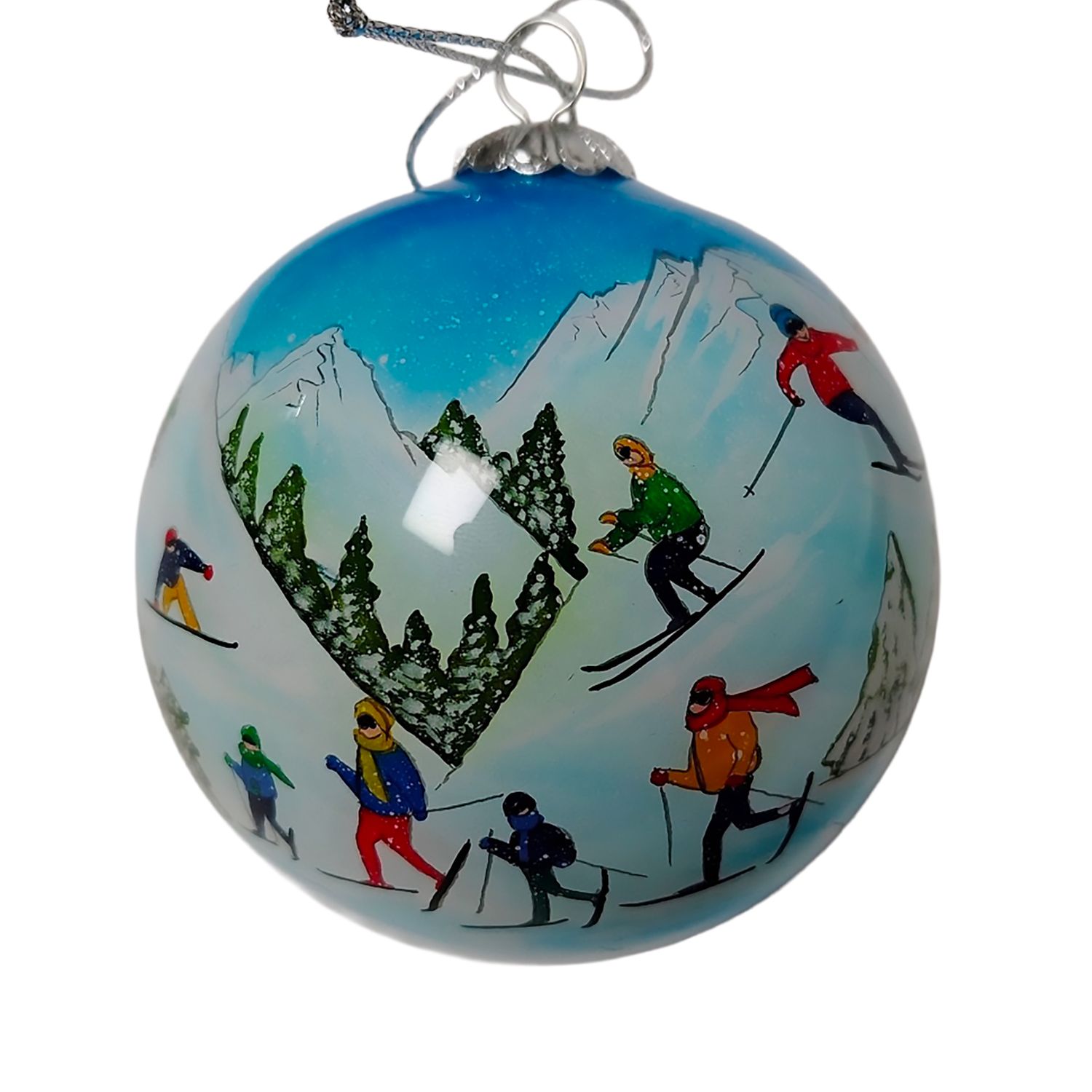Colisco Family Ski Weekend Hand Painted Glass Ornament– Elegant Holiday Décor and Year-Round Display