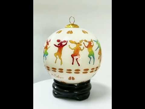 Colisco Dancing Moose Hand Painted Glass Ornament