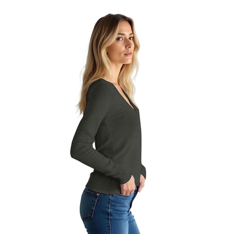 Colisco 100% Pure Cashmere  V Neck Sweater, Dark Grey