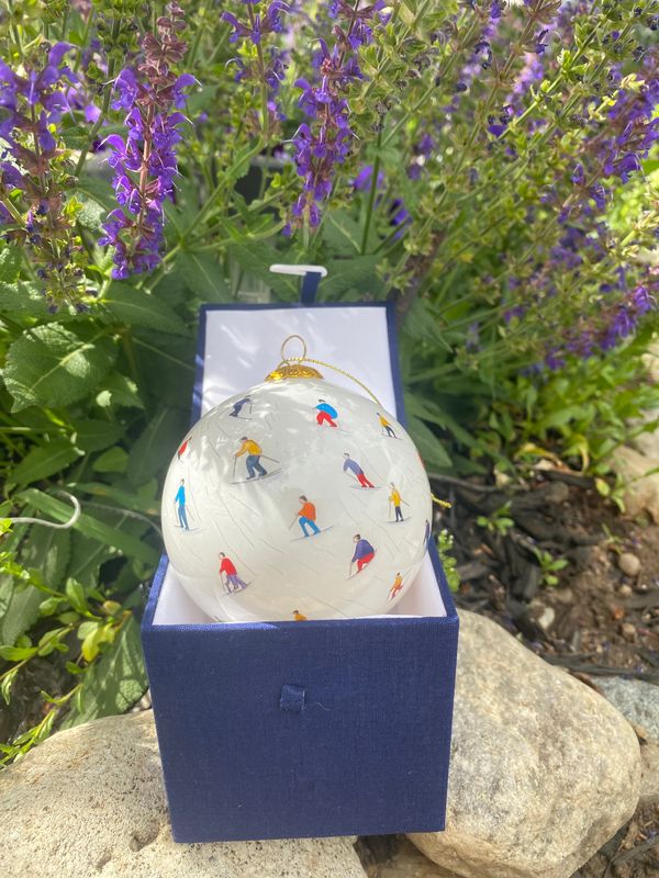 Colisco Ski Crowd Hand Painted Glass Ornament