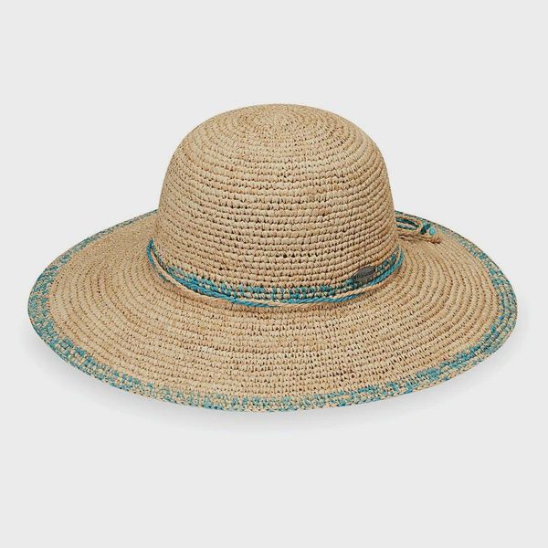 Camille Wide Brim Sun Hat, Turquoise