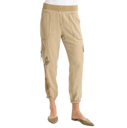 Embroidered  Darri Pull-on Soft Jogger, Color: Plateau Pigment, Size: XS