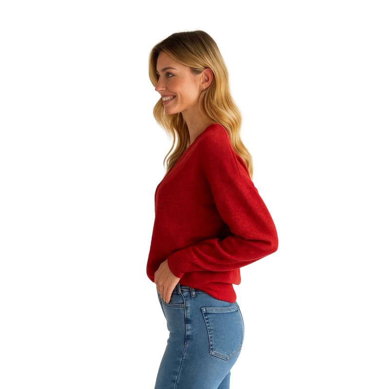 Colisco's 100% Pure Cashmere Oversized V Neck Sweater, Cranberry