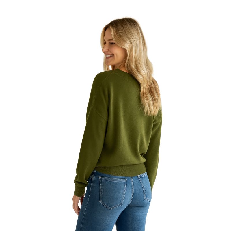 Colisco's 100% Pure Cashmere Oversized V Neck Sweater, Evergreen