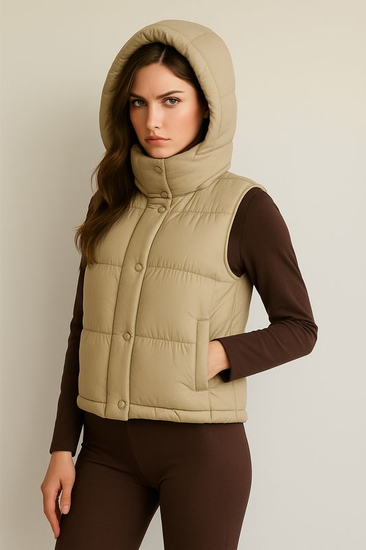 Colisco Hooded Down Vest, Khaki