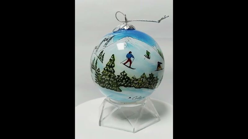 Colisco Skiing on the Weekend Hand Painted Glass Ornament