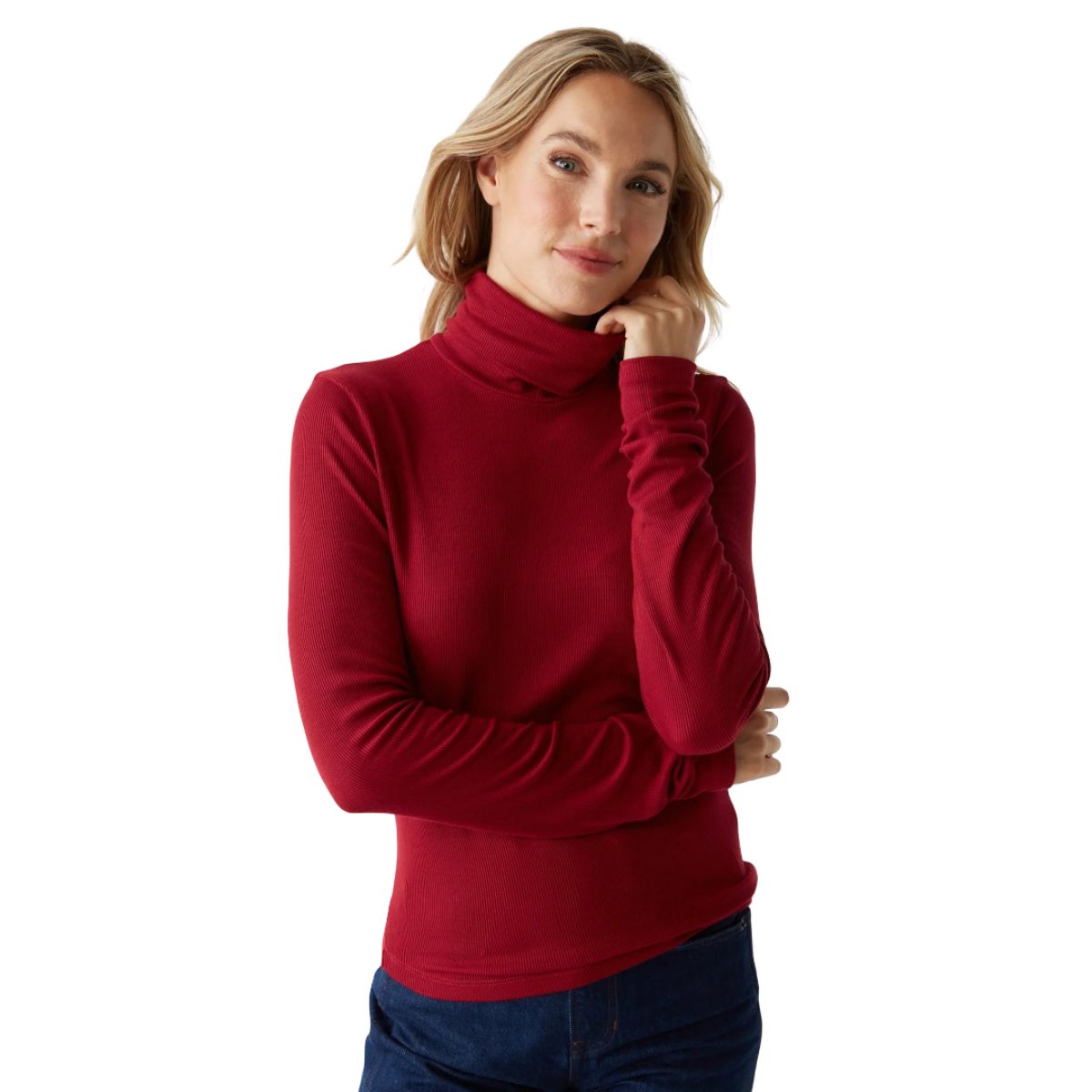Tara Crop Turtleneck 163622, Color: Beetroot, Size: O/S