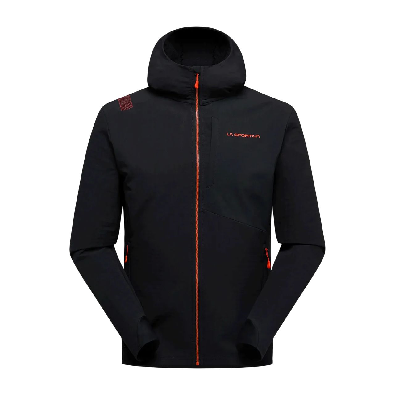 La Sportiva Descender Storm Men&#39;s Jacket, Color: Black/Cherry Tomato, Size: M