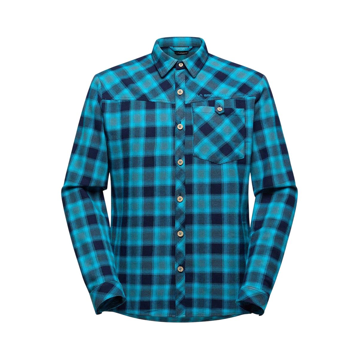 La Sportiva Rambler Flannel Men’s Shirt, Color: Deep Sea/Tropic Blue, Size: M