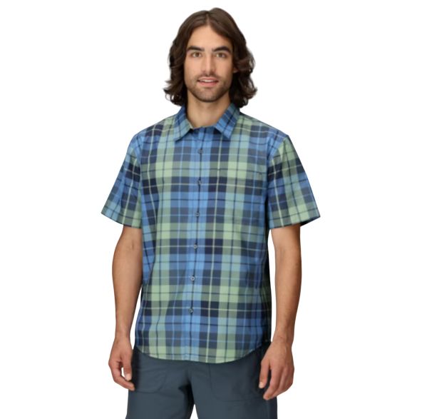 Men&#39;s Airexchange UPF 40 Short Sleeve Shirt, Color: Arctic Navy Wayland Plaid, Size: M