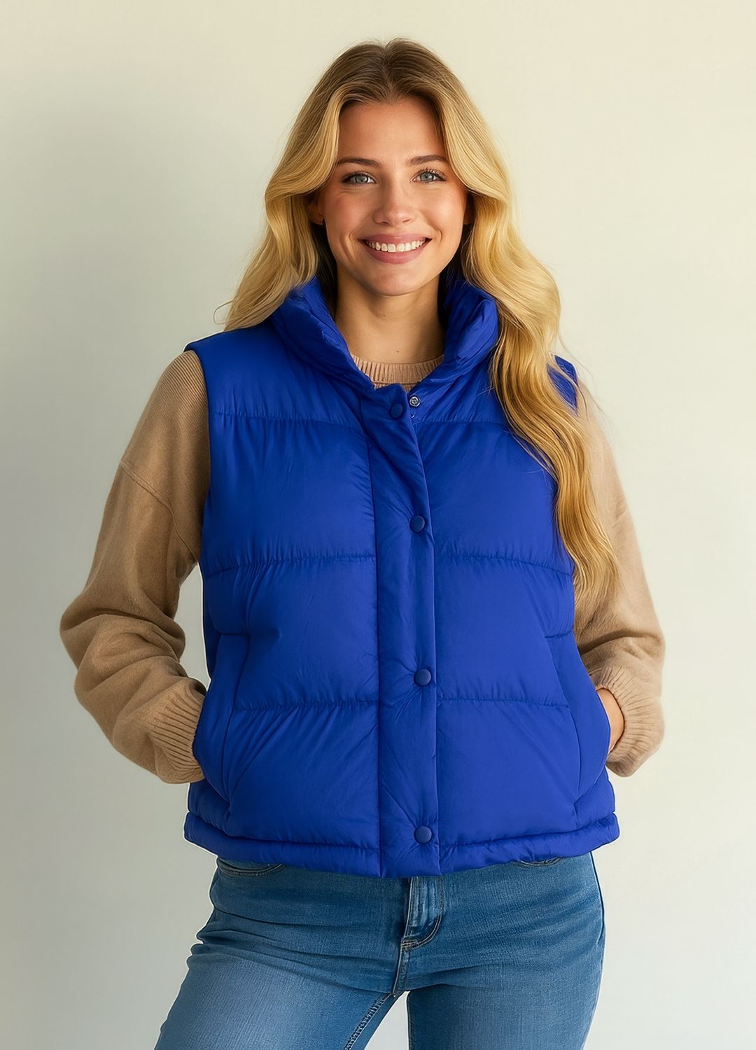 Colisco Hooded down vest, Sapphire, Color: Sapphire, Size: 4