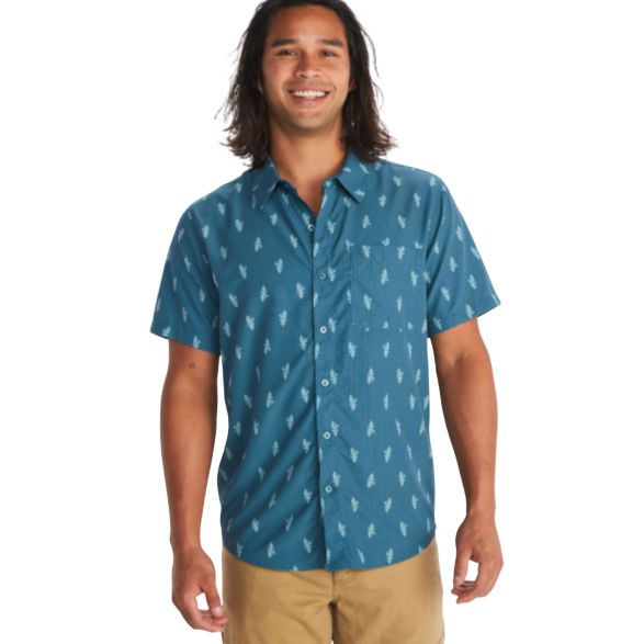 Aerobora Novelty Short-Sleeve Shirt, Color: Dusty Teal Leaf, Size: Large