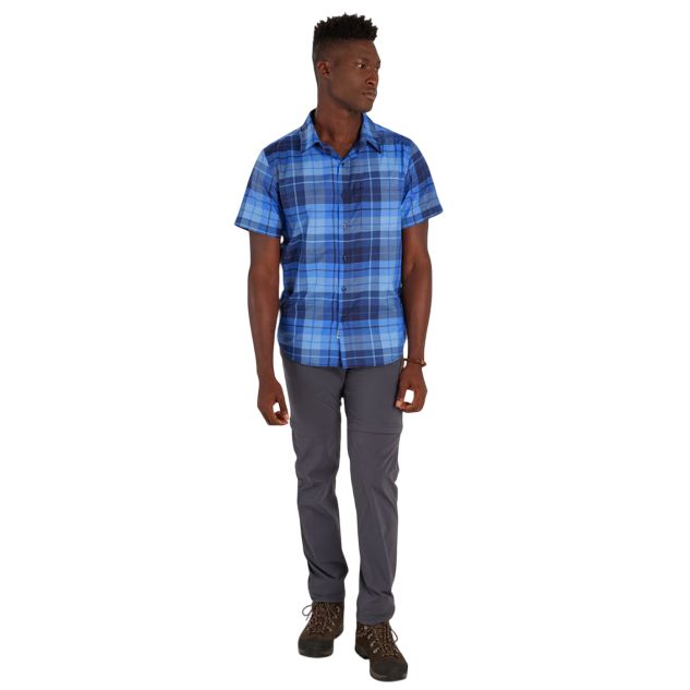 Men&#39;s Aerobora Quick Dry Short-Sleeve Shirt, Color: Twilight Blue Wa, Size: M
