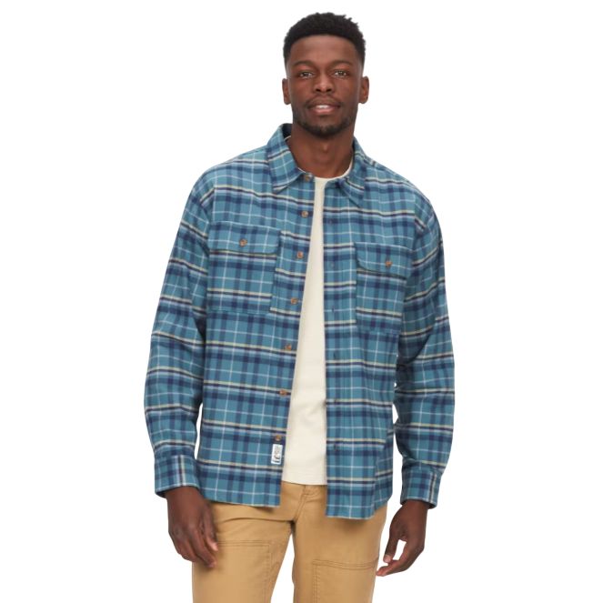 Men’s Doran Midweight Flannel Shirt, Color: Moon River, Size: Medium