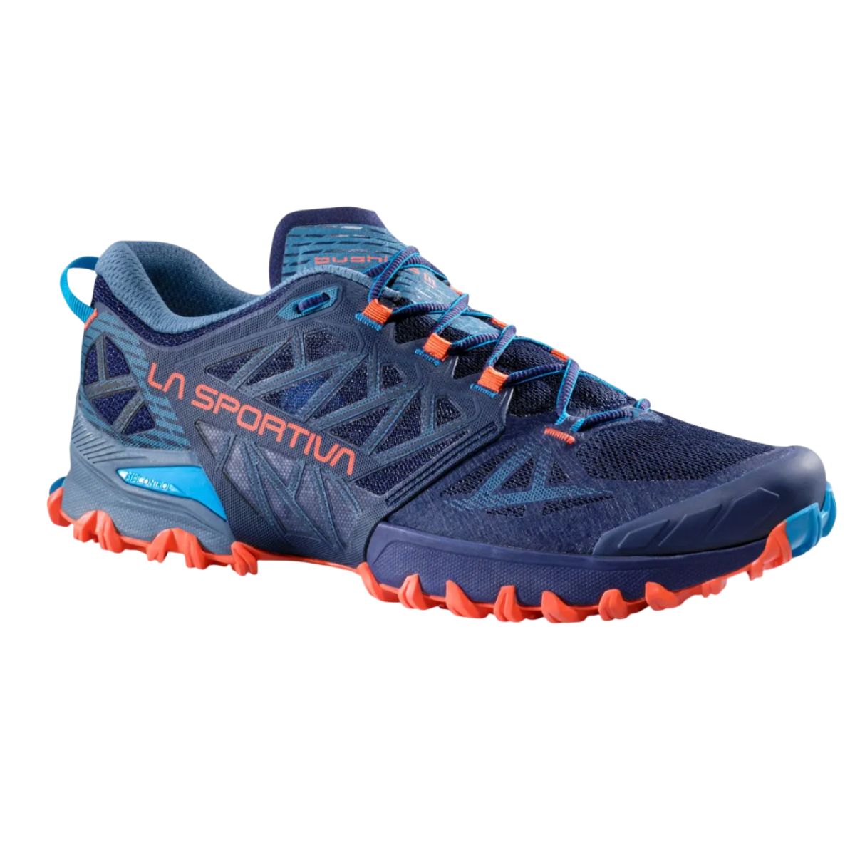Bushido III Wide - Men&#39;s Trail Running Shoes, Color: Deep Sea/Cherry Tomato, Size: 44