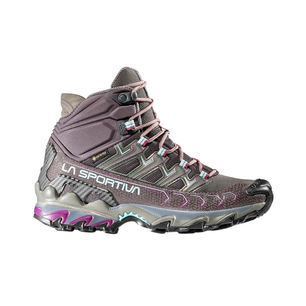 Womens Ultra Raptor II Mid GTX Hiking Shoes, Color: Carbon/Iceberg, Size: 38.5