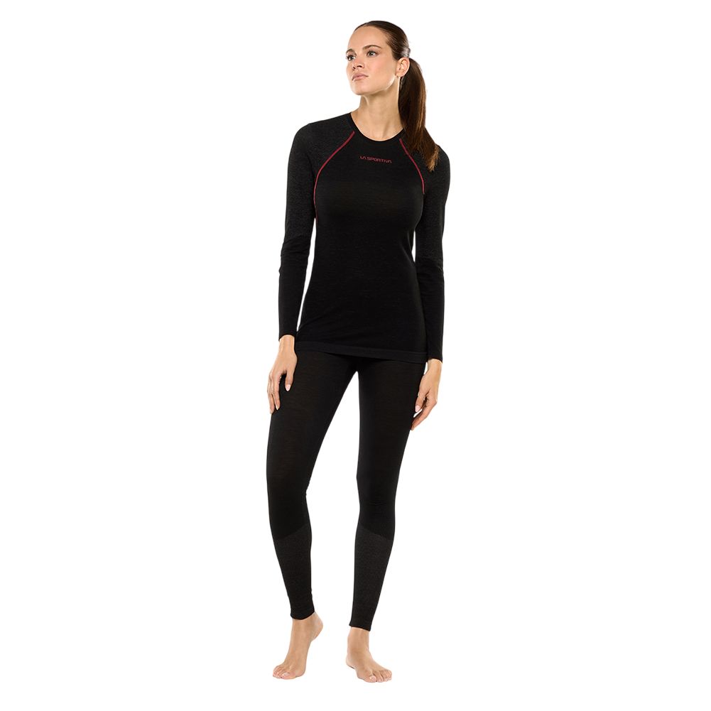 Wool40 Aero Longsleeve Women&#39;s Shirt, Color: Black/Hibiscus, Size: S