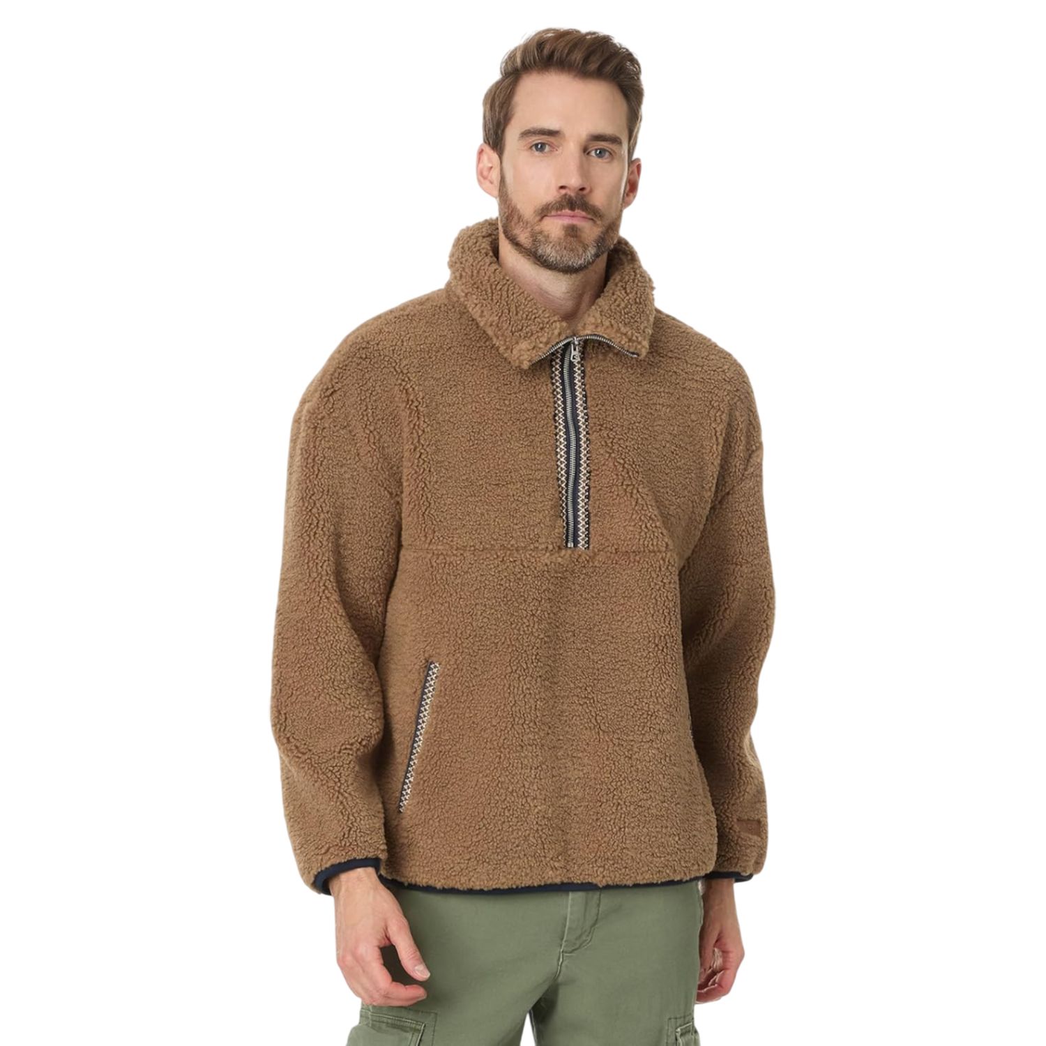 UGG Men&#39;s Tasman Uggfluff Half Zip, Color: Chestnut, Size: L
