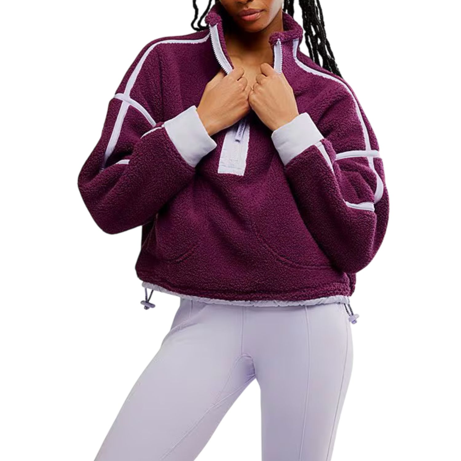 Mountain High Half Zip Fleece Pullover, Color: Black Cherry Combo, Size: S