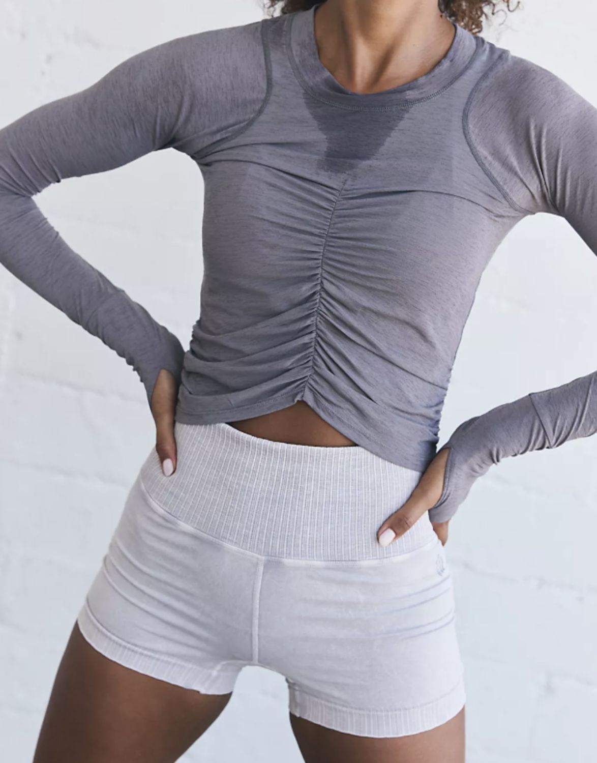 Tempo Ruched Long Sleeve, Gunmetal, Color: Gunmetal, Size: XS