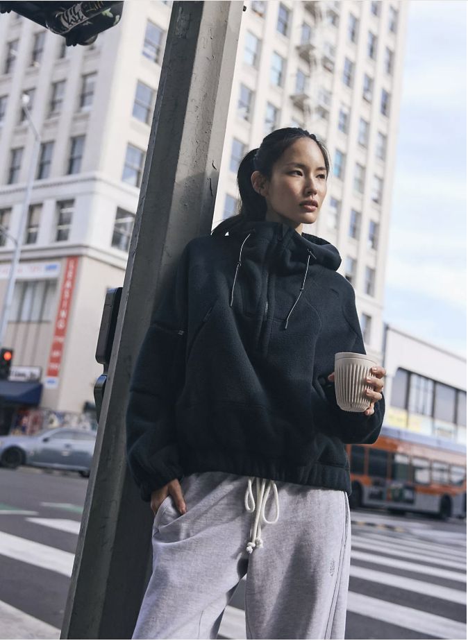 Wild And Free Fleece Pullover, Blac, Color: Black, Size: XS