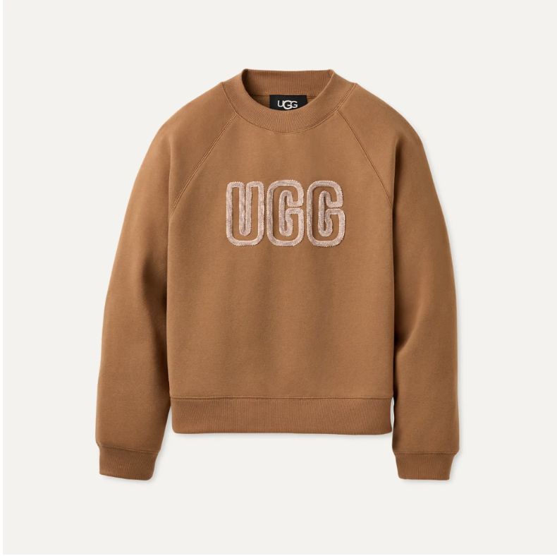 Women&#39;s UGG Logo Crewneck, Chestnut, Color: Chestnut, Size: S