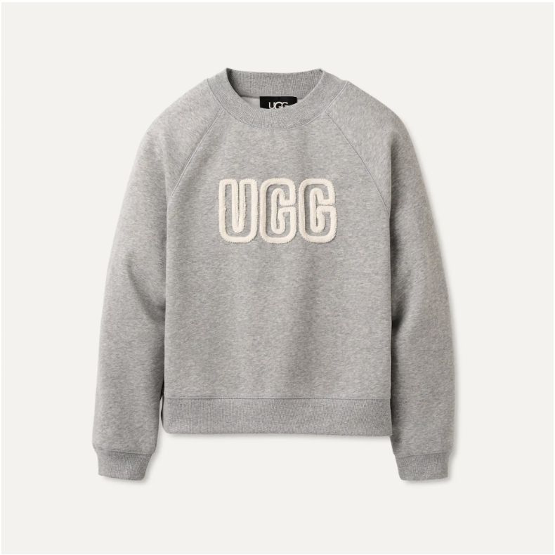 Women&#39;s UGG Logo Crewneck, Grey Heather, Color: Grey Heather, Size: S