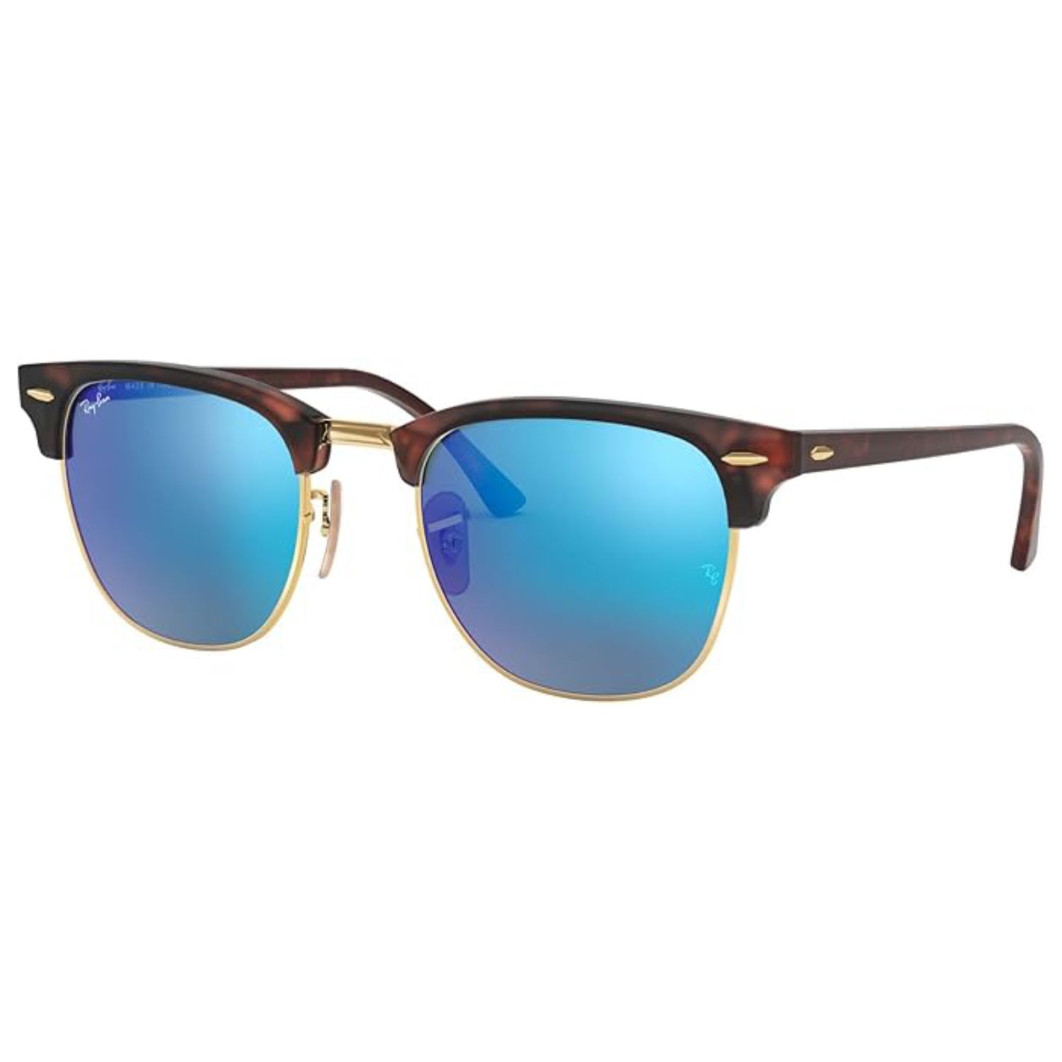 Clubmaster Sunglasses, Sand Havana on Arista, Color: Grey Mirror Blue, Size: O/S