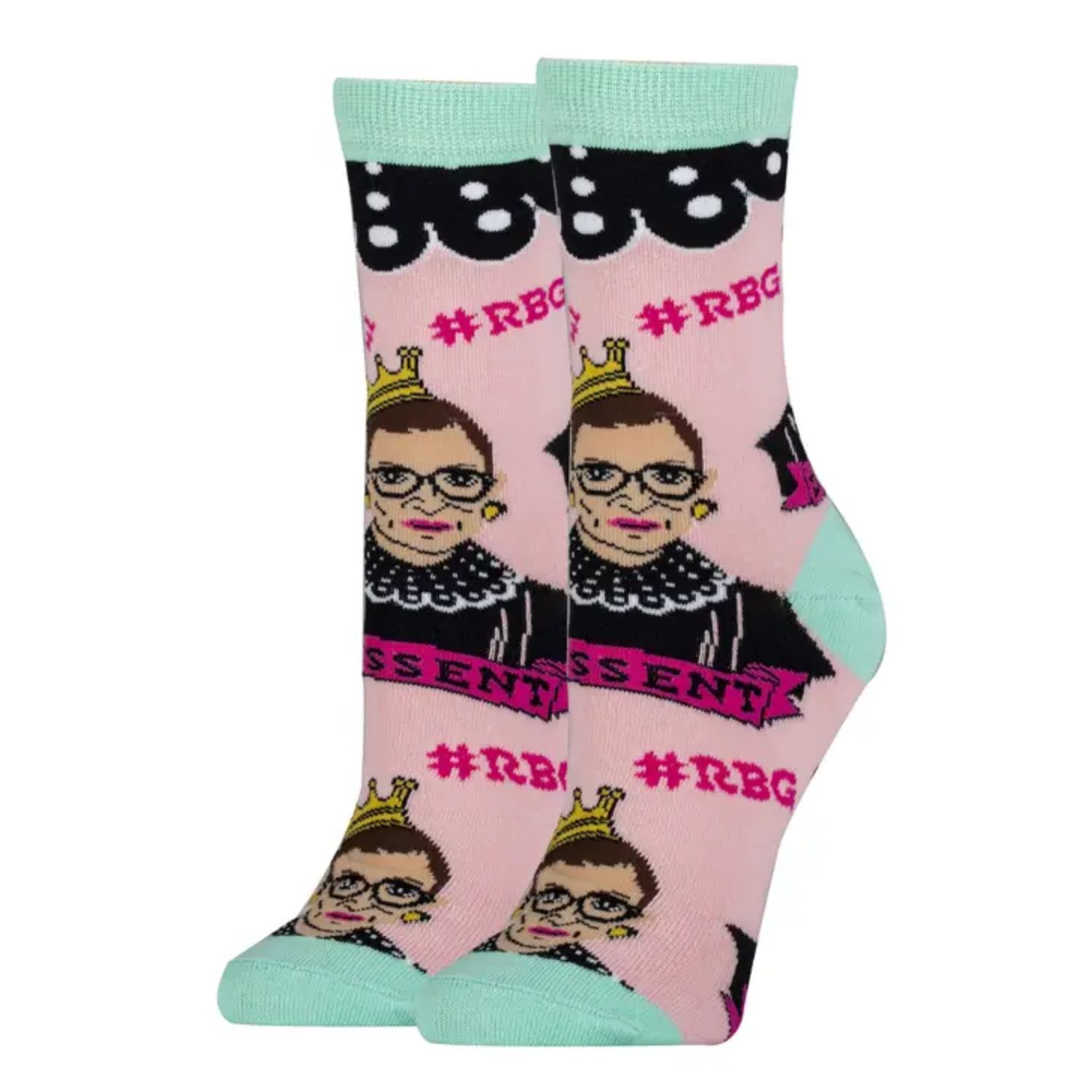 #RBG | Women's Novelty Cotton Crew Socks, Color: Multi, Size: O/S