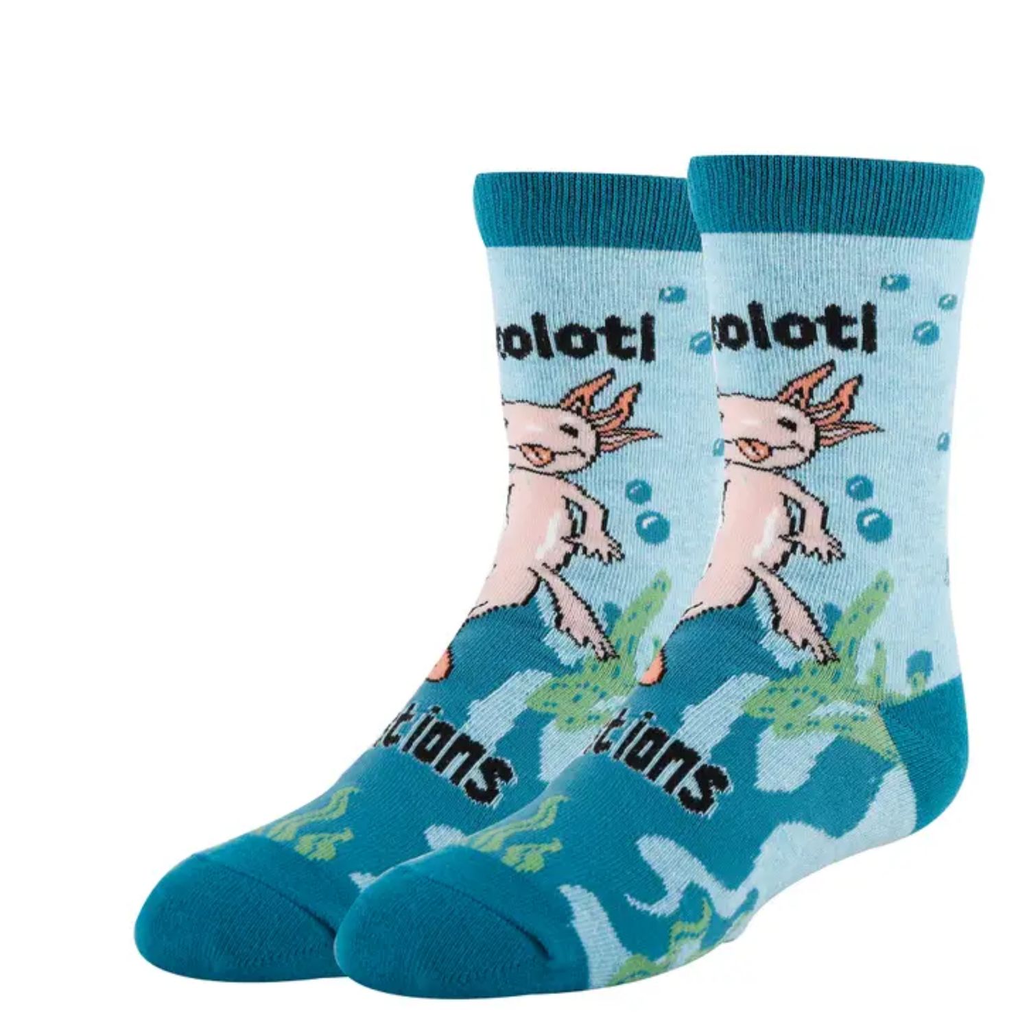 Axoloti Spirit | Kids' Funny Saying Cotton Crew Socks, Color: Multi, Size: O/S