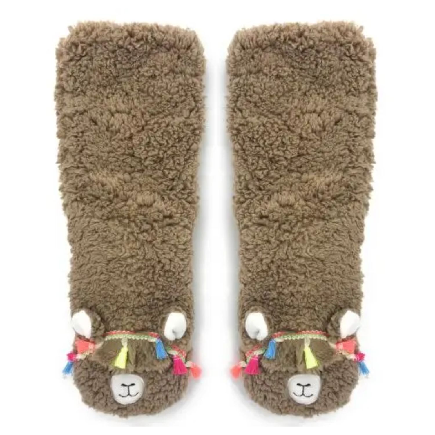 Llama Call You | Women's Funny Fluffy Gripper Slippers Socks, Color: Multi, Size: O/S