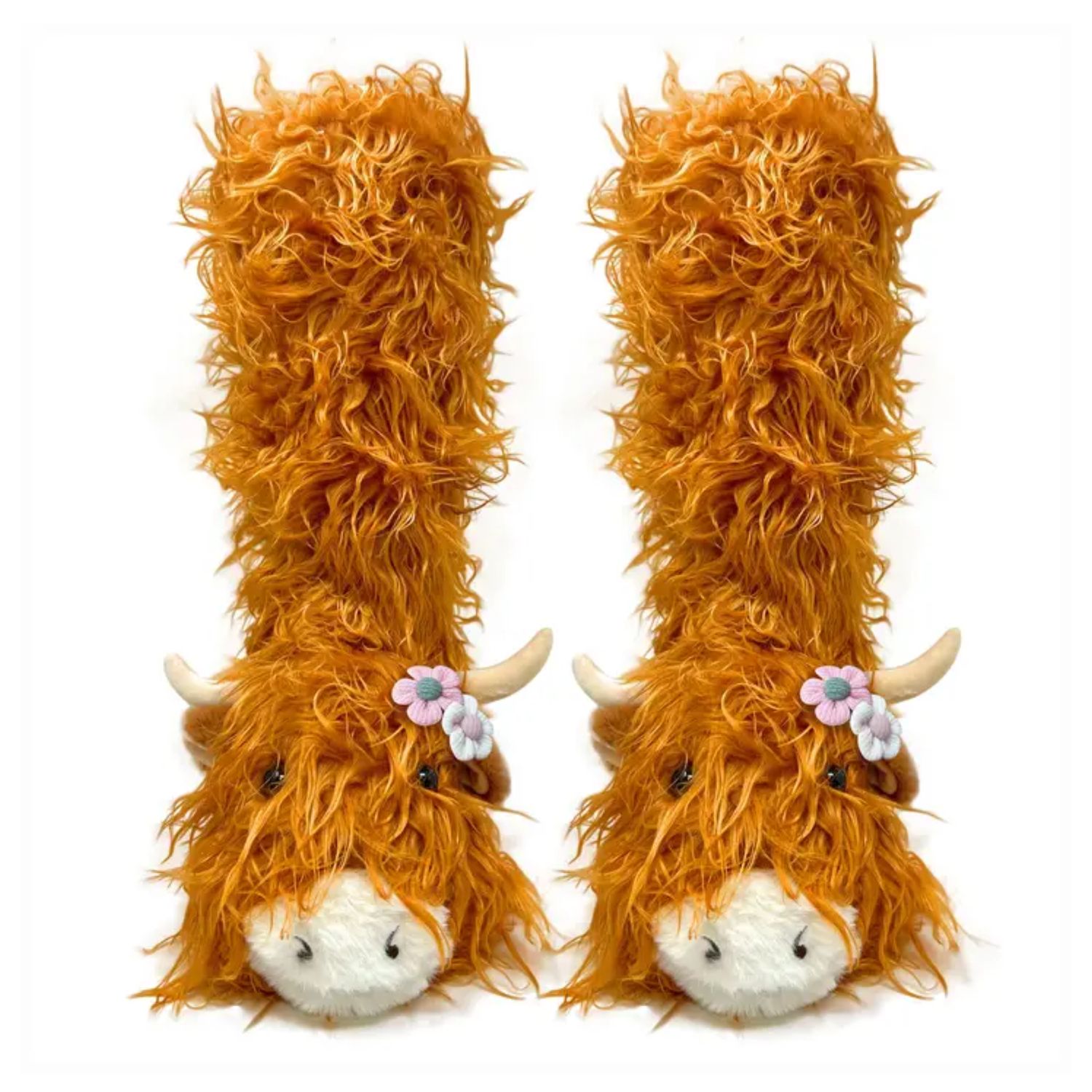 Highland Cattle | Kid's Plush Cozy Non-Slip Slipper Socks, Color: N/A, Size: O/S