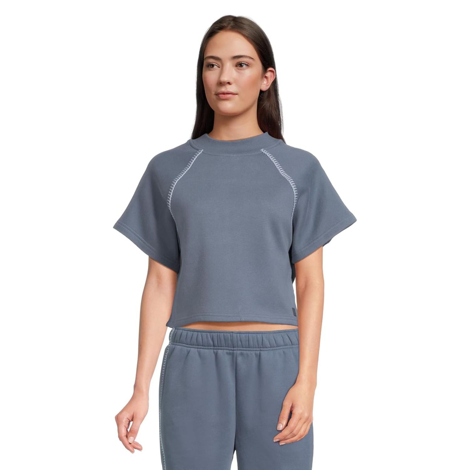 Women's Classic Short Sleeve Crewneck Sweatshirt, Color: Desert Blue, Size: L