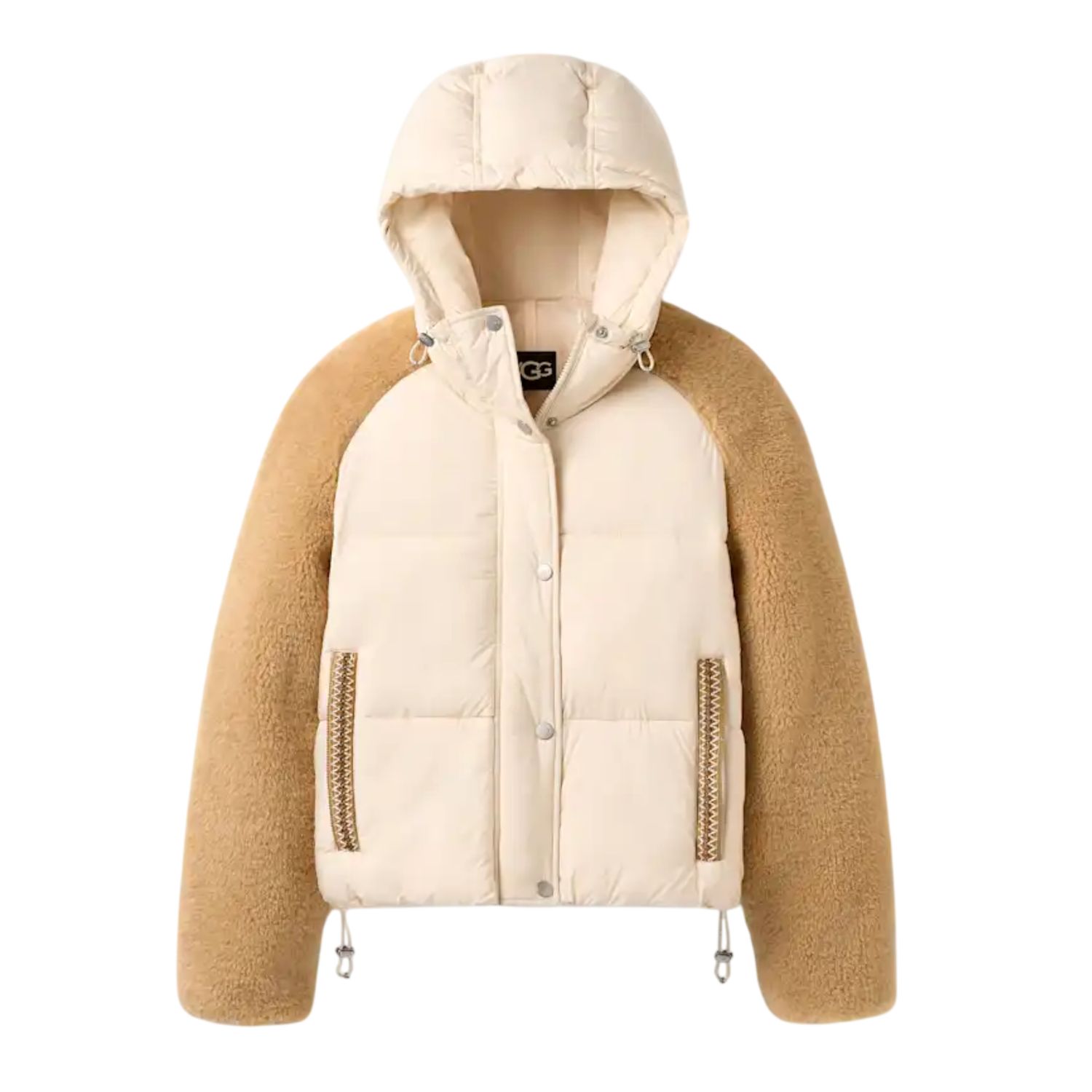 Women&#39;s Mykah UGGbraid Puffer Jacket, Cream/Sand, Color: Cream/Sand, Size: XS