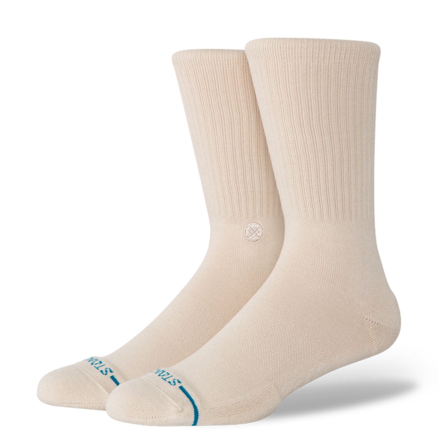 Stance Icon  Crew Socks, Color: Oatmeal, Size: L