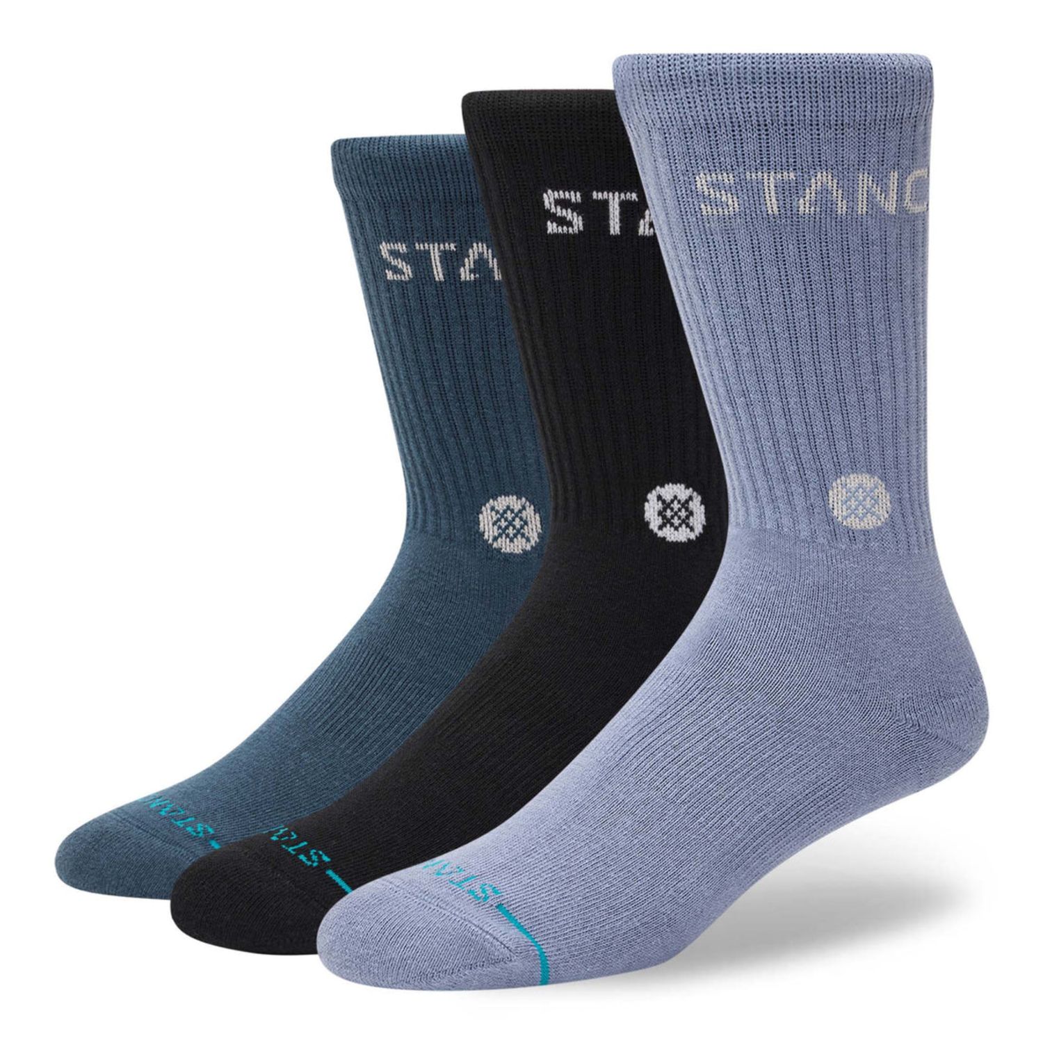 Stance Origin 3 Pack Crew Socks, Color: Indigo, Size: M