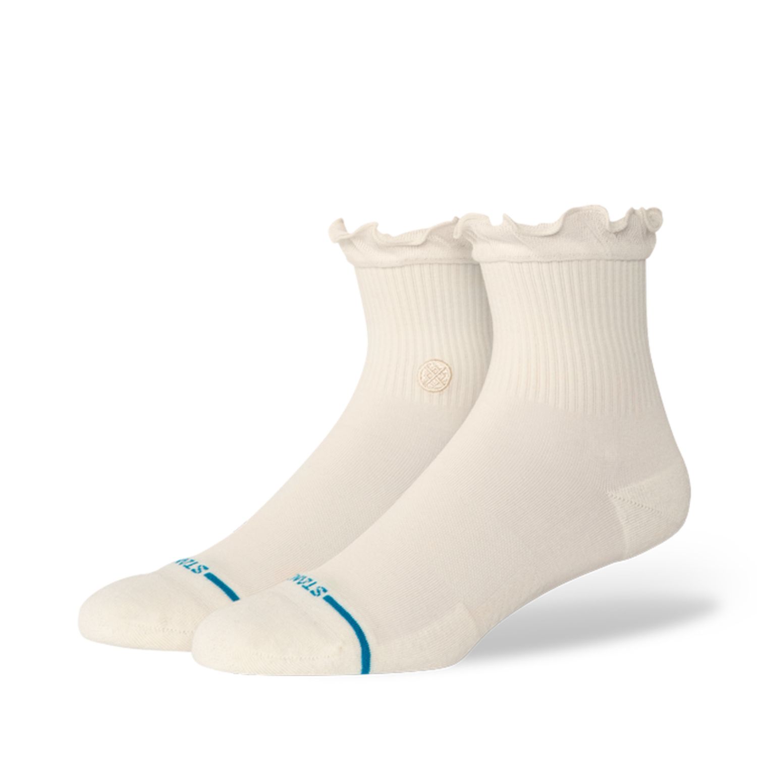 Stance Ruffle Icon Quarter  Crew Socks, Color: Ivory, Size: S