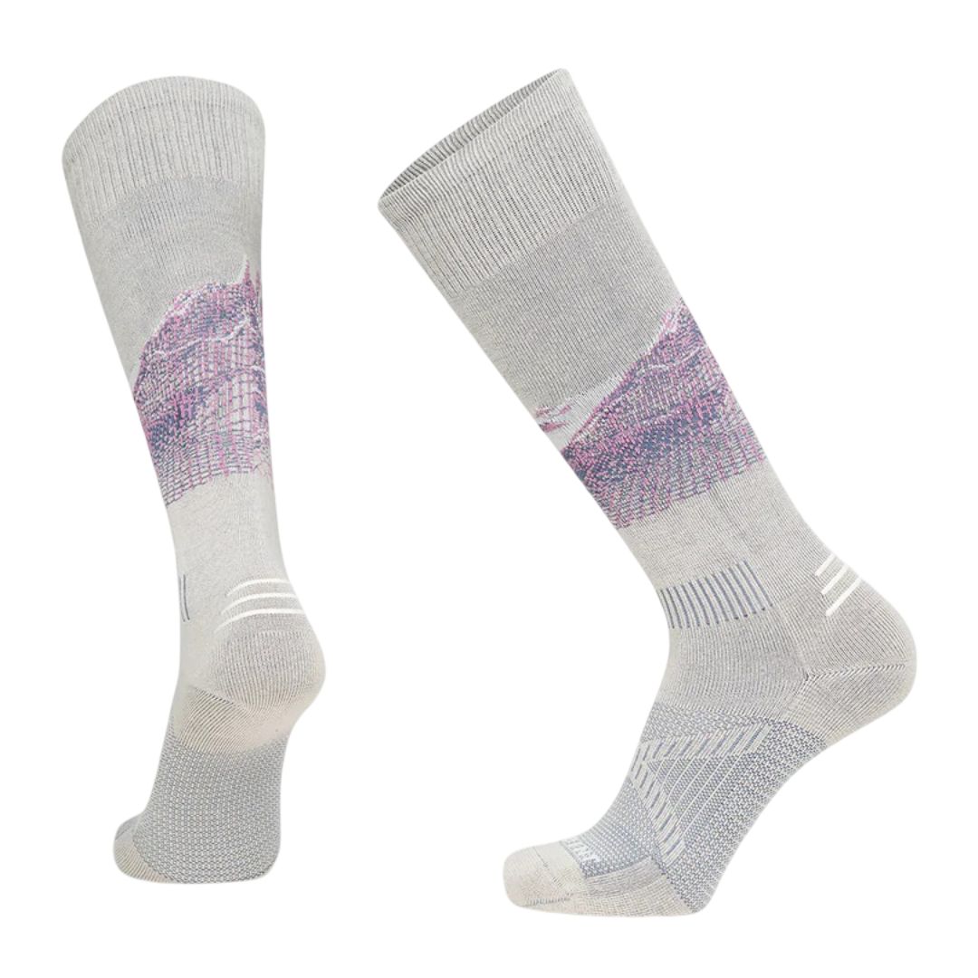 Elyse Saugstad Pro Series Zero Cushion Snow Socks, Color: Silver Lining, Size: S