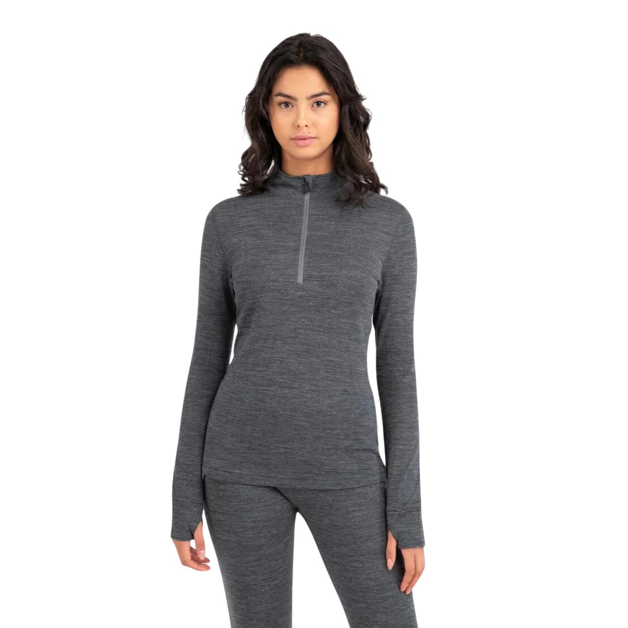 Women's Ultra Merino Half Zip Shirt, Color: Charcoal Heather, Size: S