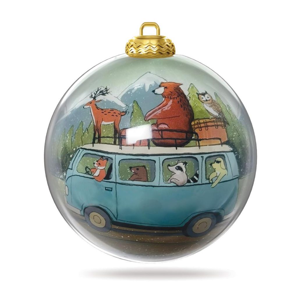 Colisco Camping Animals Hand Painted Glass Ornament