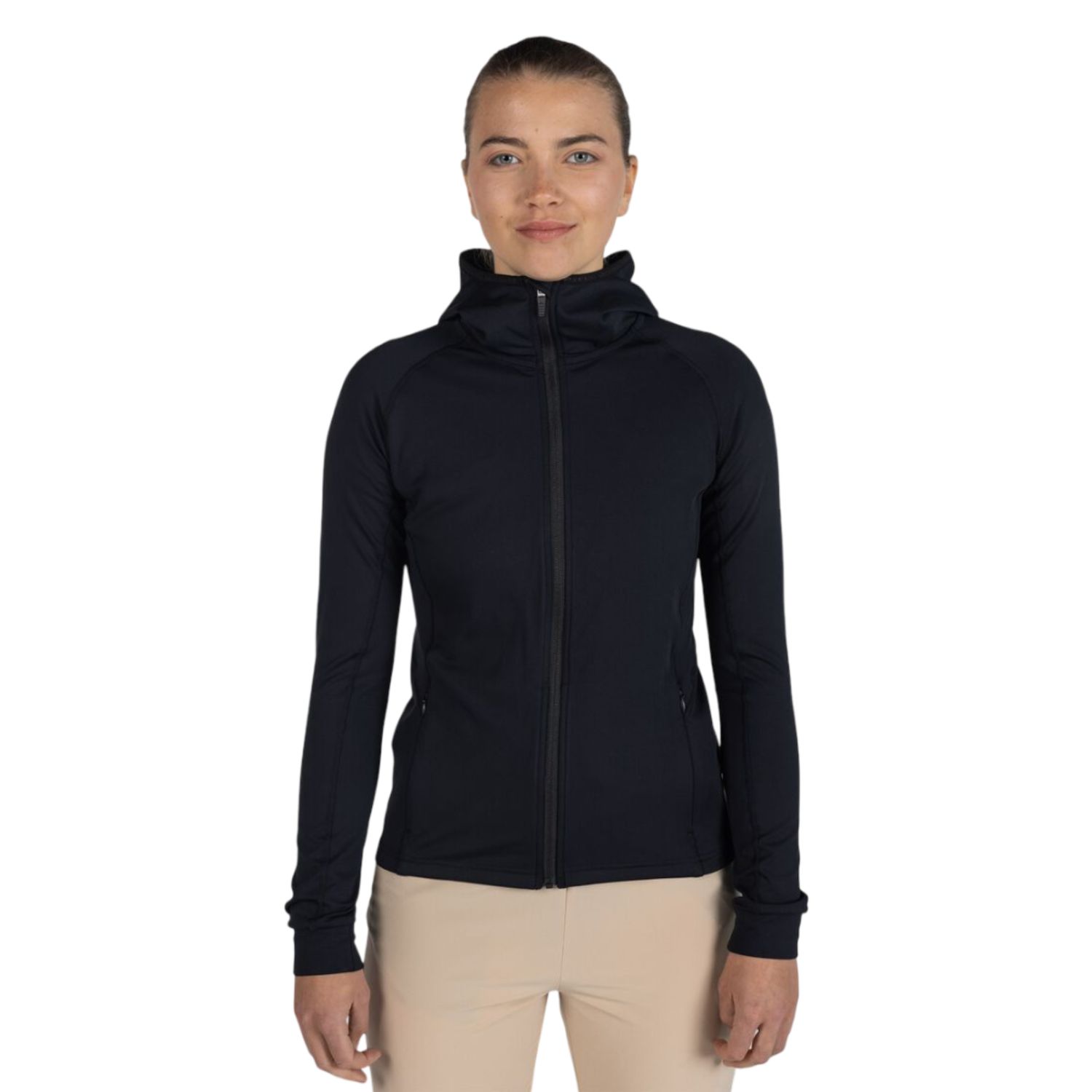 Women's Thin Midlayer Full-Zip Hoodie Jacket, Color: Black, Size: S