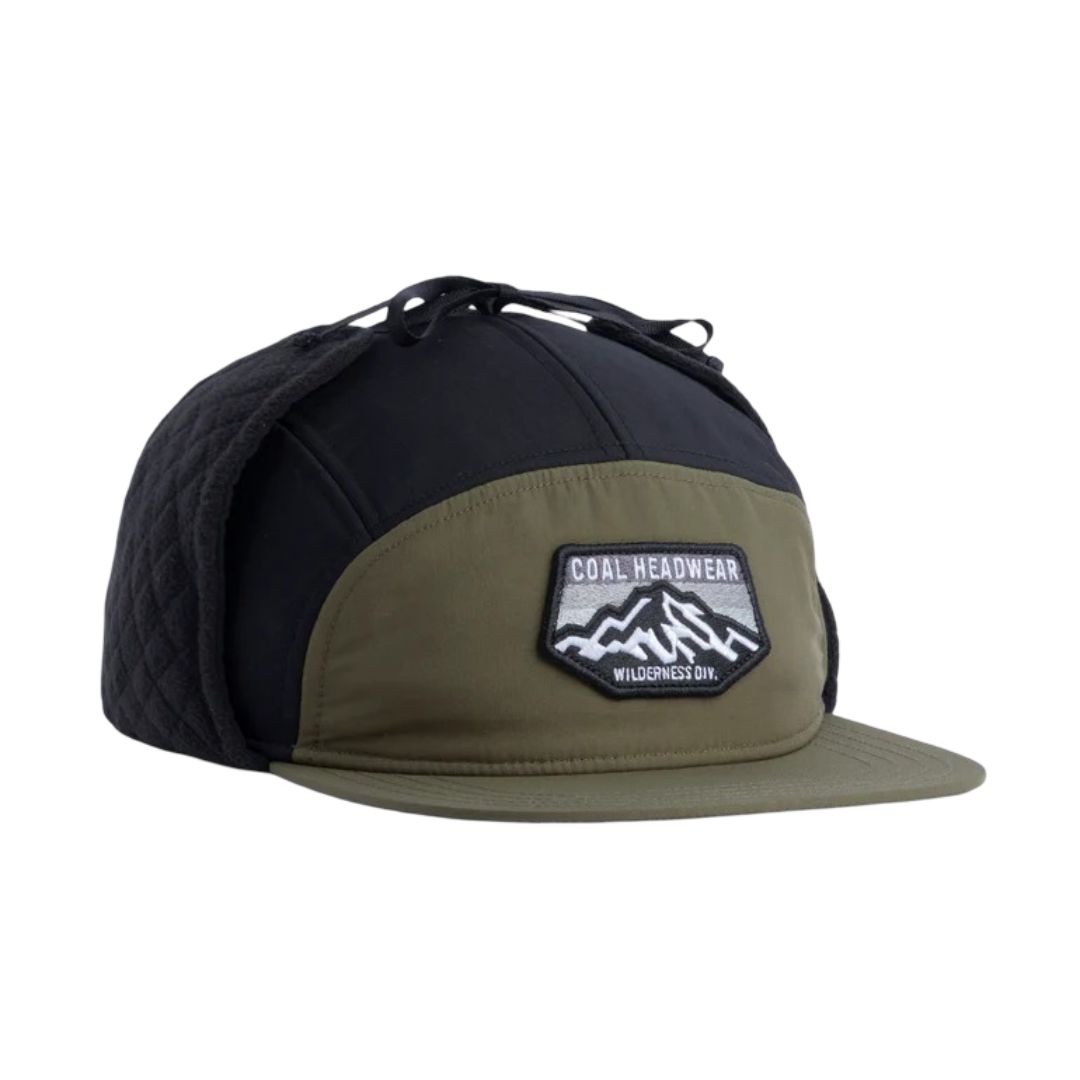 Tracker Flannel Lined 5 Panel Earflap Cap, Color: Olive/Black, Size: O/S