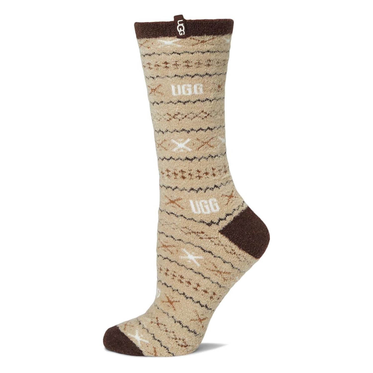 UGG Women's Leslie Graphic Crew Socks, Color: Cola Multi Uggisle, Size: O/S