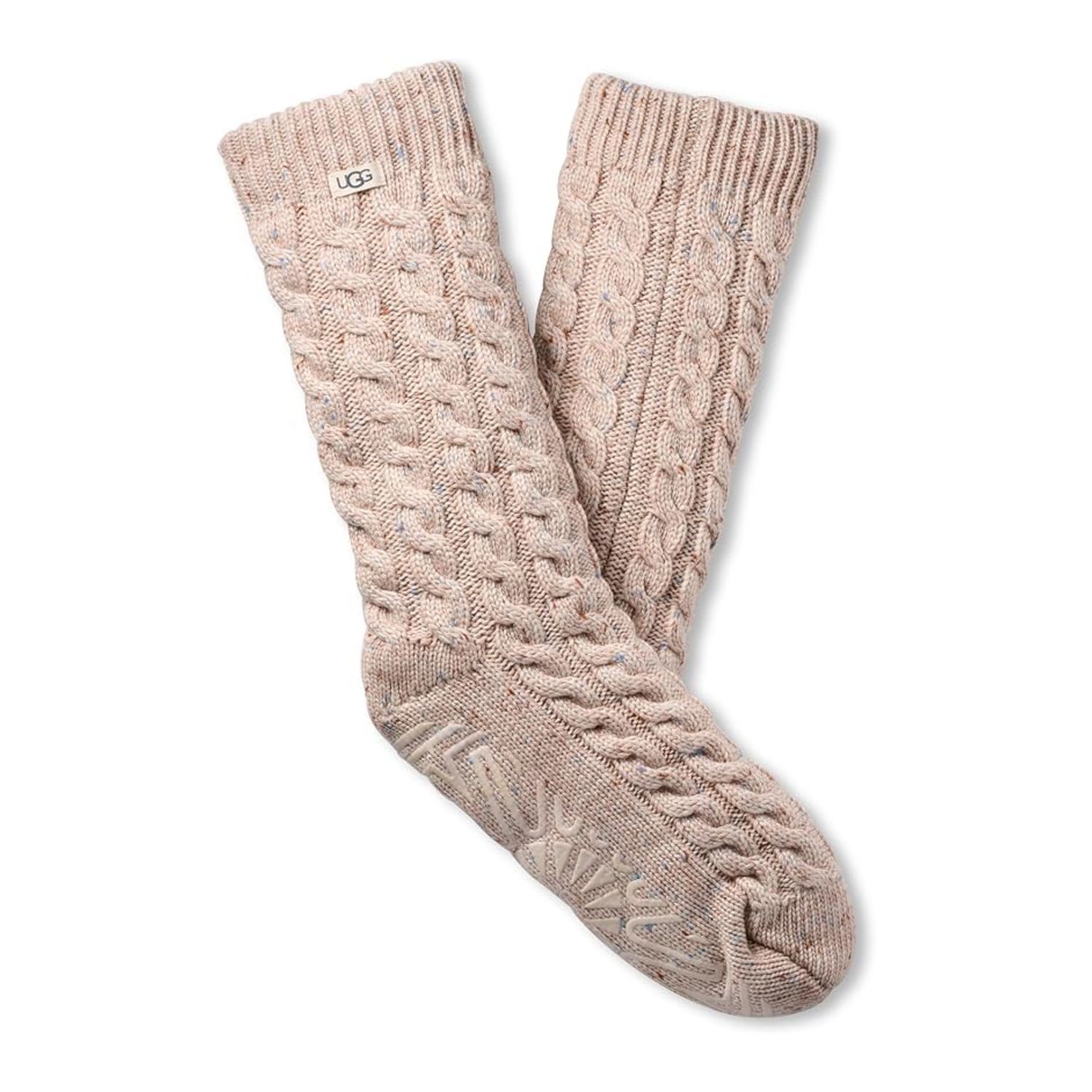 UGG  Women's Elowyn Cable Knit Fleece Lined Socks, Color: Cream Confetti, Size: O/S