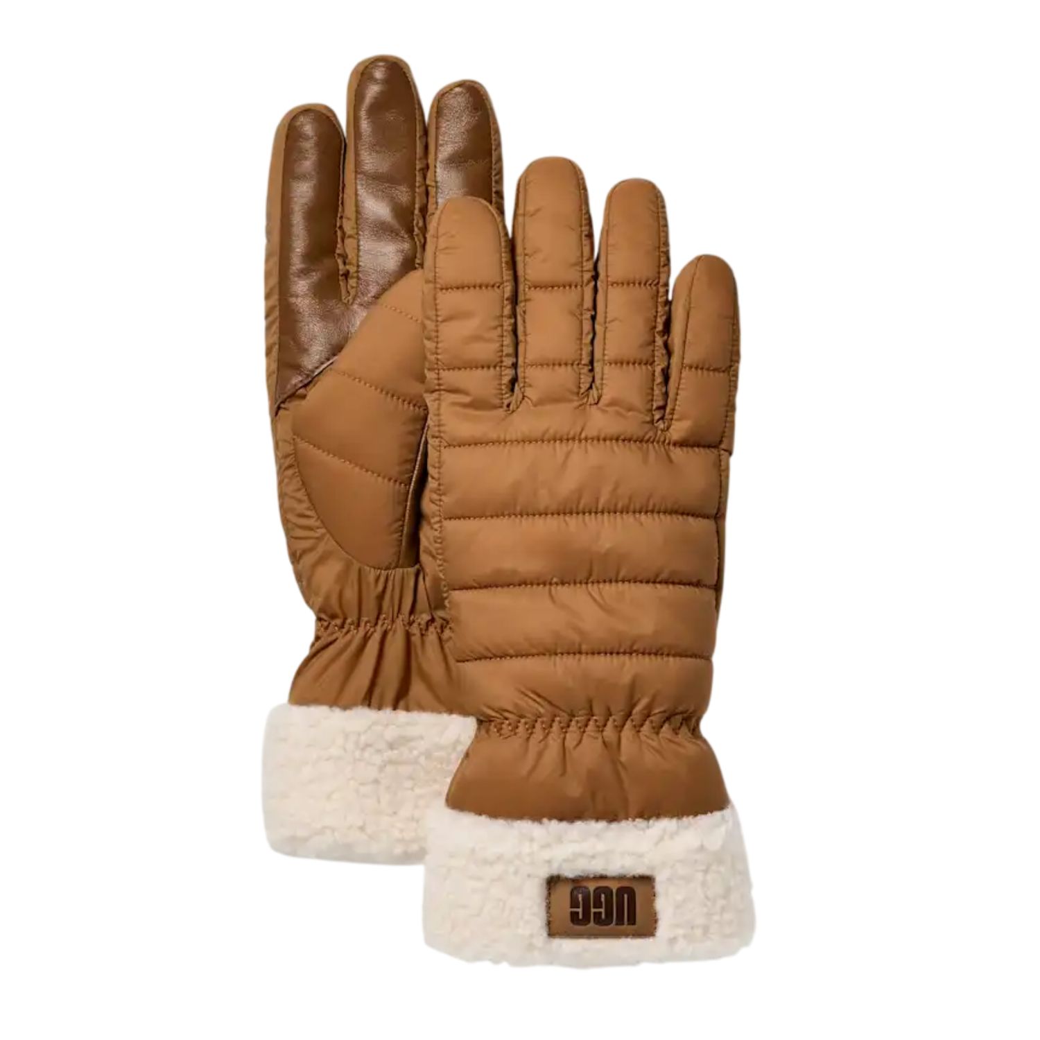 Women's AW UGGfluff Cuff Gloves, Color: Chestnut, Size: L/XL