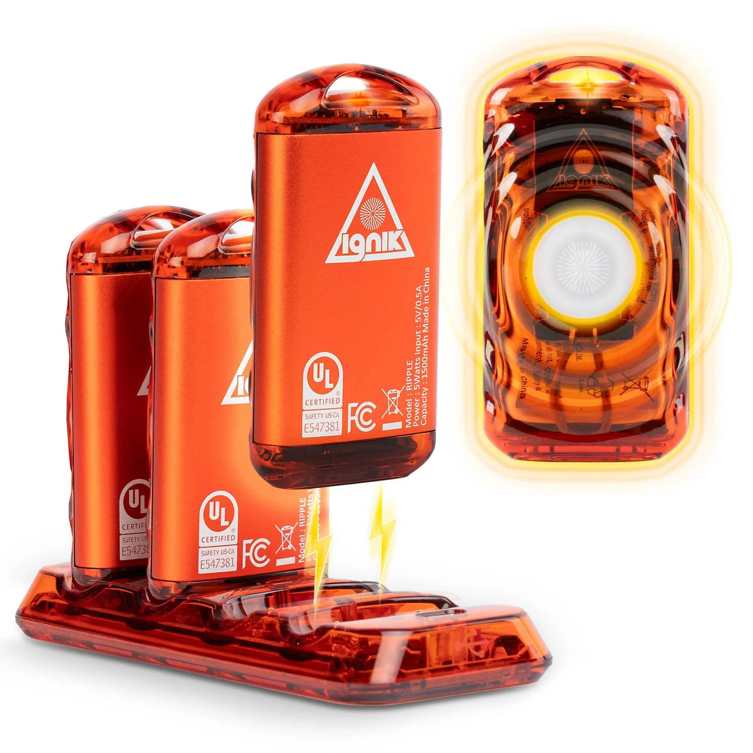 Ripple Rechargeable Hand Warmers, Color: Lava Orange, Size: 4-Pack