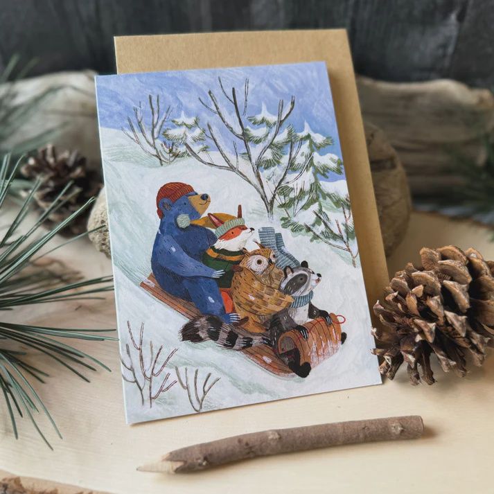 Snow Sledding Holiday Card, Color: Multi, Size: O/S