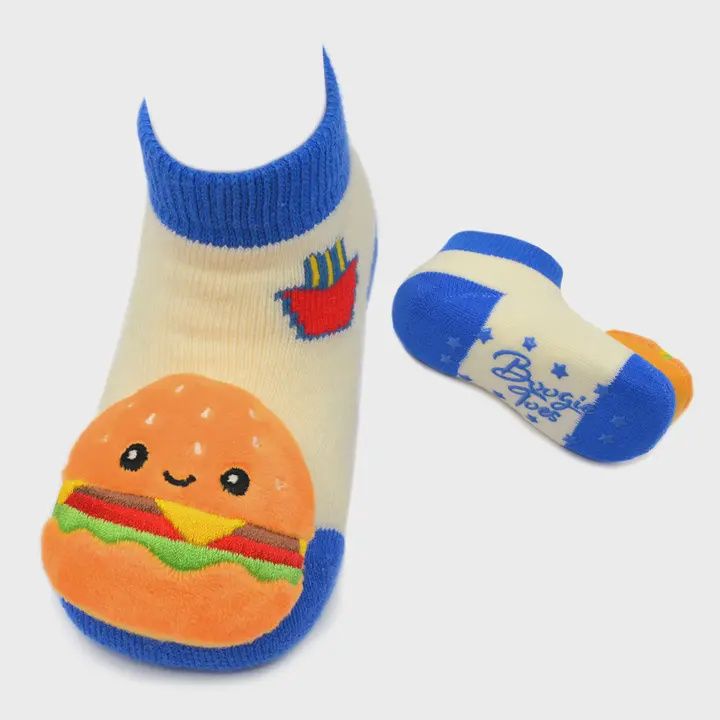 Cheeseburger - Boogie Toes Rattle Socks, Color: Multi, Size: 0 - 1 Y