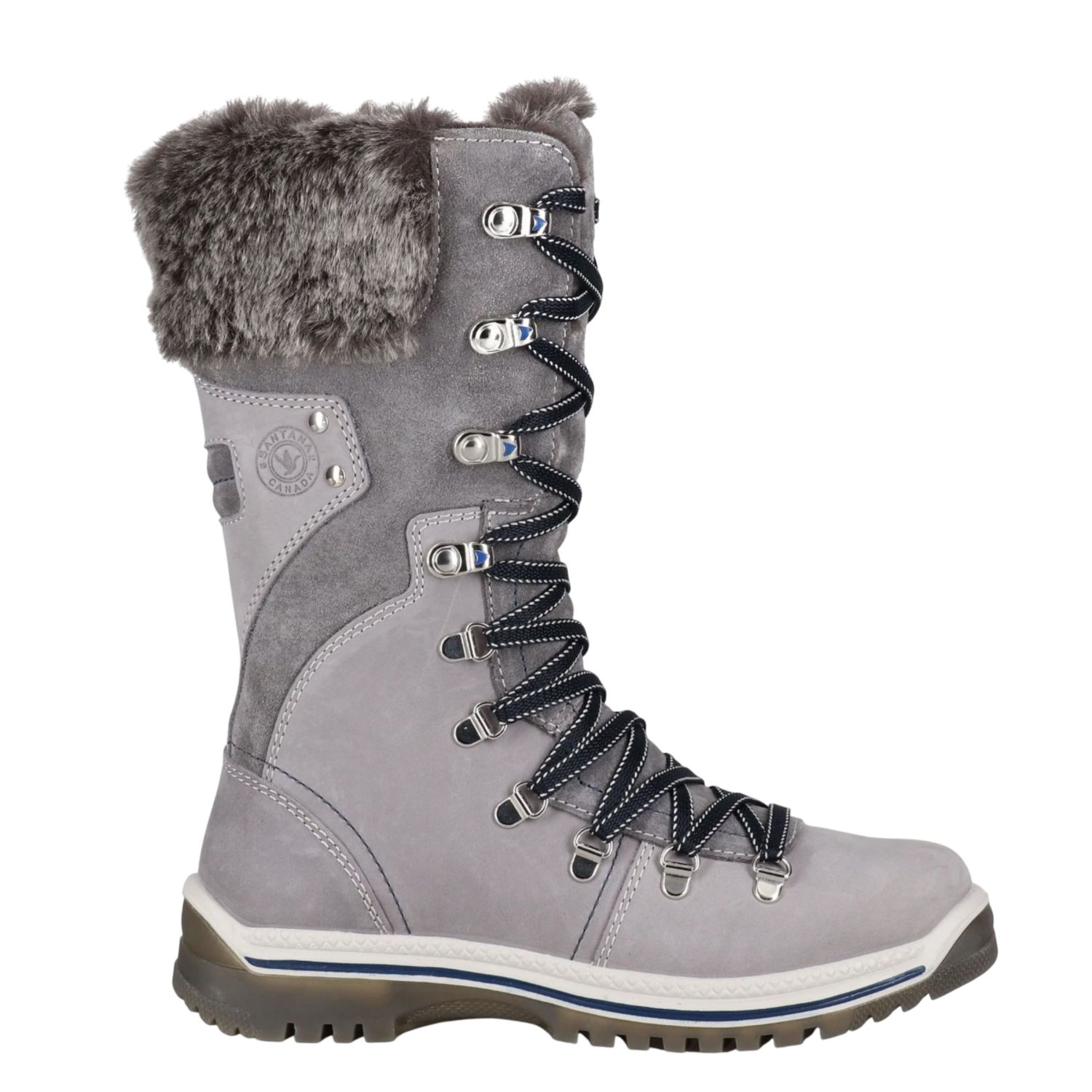 Santana Canada Marlowe Leather Med Boots, Color: Ice/ Navy, Size: 6