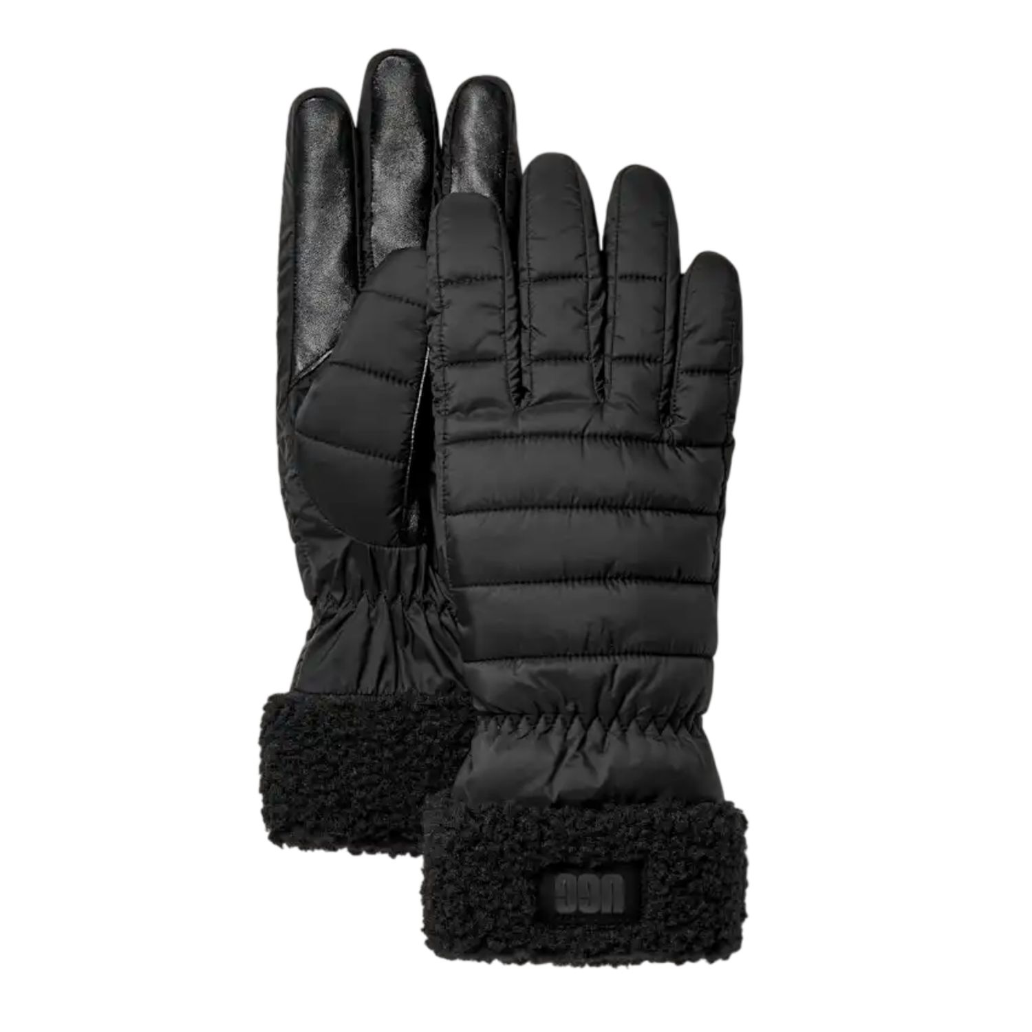 Womens AW UGGfluff Cuff Gloves, Color: Black, Size: S/M